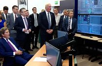US Special Presidential Envoy for Climate John Kerry visits the control room simulator at the Polytechnic University of Bucharest.
