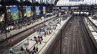 Some tracks at Hamburg Central Station are temporarily empty during various train cancellations and delays in Hamburg, Friday Sept. 8, 2023