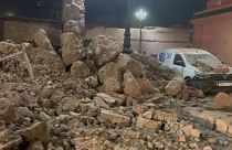 أنقاض المباني المنهارة في مراكش بعد زلزال قوي هز المغرب، 9 أيلول 2023