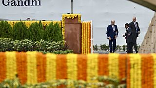 US President Joe Biden arrives at the Rajghat, a Mahatma Gandhi memorial, where G20 leaders will paying their respects, in New Delhi, India, Sunday, Sept. 10, 2023. 