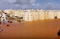 Streets a flooded after storm Daniel in Marj, Libya, Monday, Sept. 11, 2023.