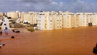 Streets a flooded after storm Daniel in Marj, Libya, Monday, Sept. 11, 2023. 