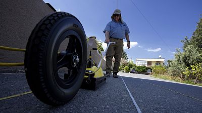 Harry M Jol operates a ground-penetrating radar in the village of Exo Metochi, Duzova, in the breakaway Turkish Cypriot north of ethnically divided Cyprus.