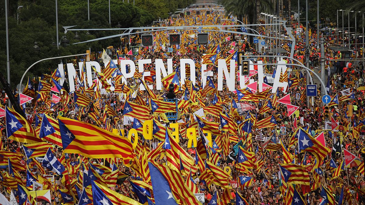 Le défilé de la "Diada", journée nationale catalane, à Barcelone, Espagne. 11/09/2023