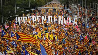 Le défilé de la "Diada", journée nationale catalane, à Barcelone, Espagne. 11/09/2023