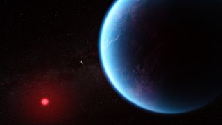 Un concepto artístico muestra el aspecto que podría tener el exoplaneta K2-18 b