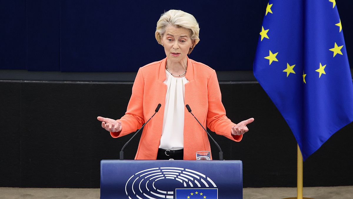La présidente de la Commission européenne, Ursula von der Leyen, présente son discours sur l'état de l'UE
