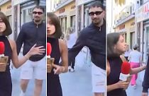 A sequência de imagens que mostra o homem a agredir a jornalista.