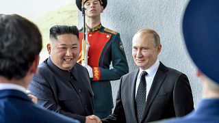 صورة أرشيفية للزعيمين الروسي والكوري الشمالي تعود لعام 2019