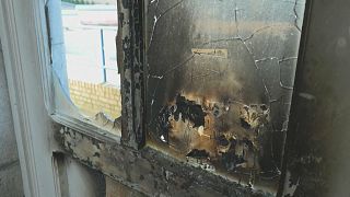 Zerstörte Schulmauer in Charleroi