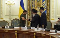 Zelenskyy com representantes da comunidade judaica da Ucrânia. 