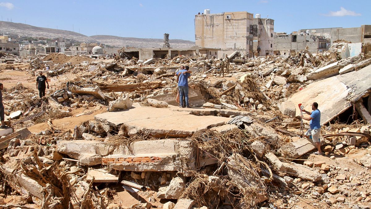 Damage from massive flooding is seen in Derna, Libya, Wednesday, Sept.13, 2023. 