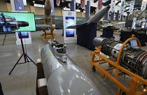 Iráni drónok egy teheráni katonai kiállításon