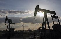 Ein Pumpjack der Wintershall DEA fördert Rohöl auf einem alten Ölfeld in Emlichheim, Deutschland, 18\. März 2022.