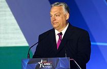 Prime Minister Viktor Orban delivers the keynote speech at the opening session of Hungary's Conservative Political Action Conference (CPAC) in Budapest.