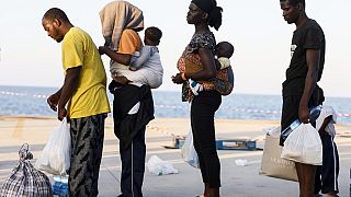 Migrantes en Lampedusa