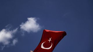 A Turkish flag on display