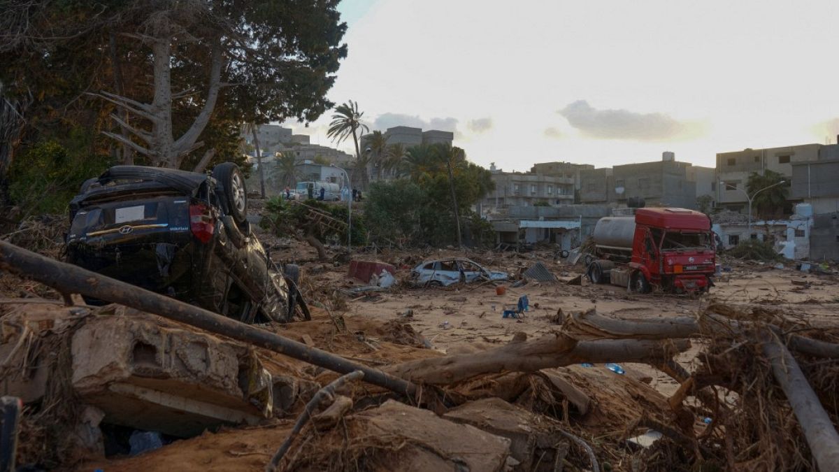I danni provocati dall'alluvione a Derna, in Libia