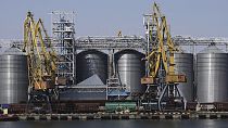Архив: терминал для хранения зерна в Одесском морском порту, август 2022 г.