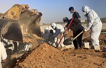 FILE - Victims of the flash flood are buried in Derna, Libya, on Sept. 15, 2023. 