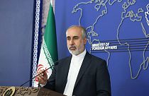 In this photo released on Aug. 11, 2022, by the Iranian Foreign Ministry, Foreign Ministry spokesperson Nasser Kanaani speaks in Tehran, Iran.