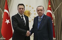 الرئيس التركي رجب طيب إردوغان قطب التكنولوجيا الأميركي إيلون ماسك في أنقرة تركيا.