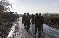 Ukrán katonák közel a Bahmut közelében lévő frontvonalhoz 2023. szeptember 16-án