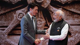 Justin Trudeau és Narendra Modi a G20 értekezleten, 2023 szeptember 9. Új-Delhi