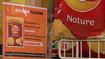 Etiqueta em França a identificar produto alvo de reduflação