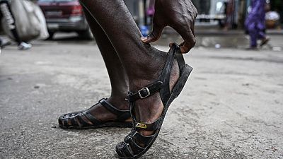The "lêkê", poor man's shoes that have become a symbol of Ivorian culture