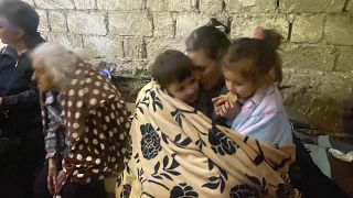 Дети в укрытии во время обстрела в Степанакерте в Нагорном Карабахе, 19 сентября 2023 г. 
