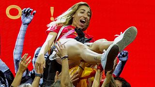 المنتخب الوطني الإسباني يحتفل بالفوز في بطولة العالم لكرة الق��م للنساء في 21 آب / أوغسطس 2023