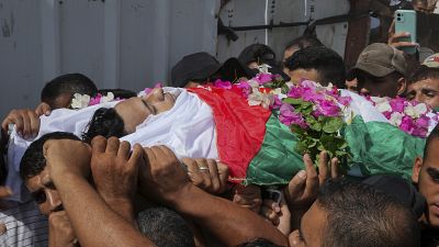 تشييع جثمان الشاب يوسف رضوان الذي قتل على يد الجيش الإسرائيلي في قطاع غزة