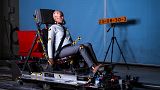 Image shows the world's first female crash test dummy called SET 50F, designed by a Swedish engineer to help make sure women are better protected in cars.
