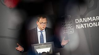 Director of Denmark National Bank Kettel Thomsen holds a press conference to present a new forecast for the Danish economy in Copenhagen, Wednesday Sept. 20, 2023.