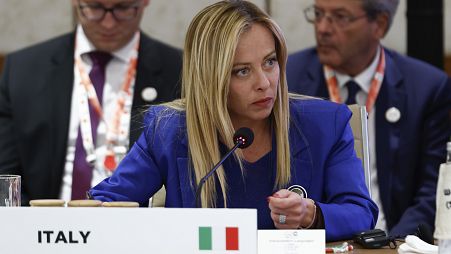 رئيسة الوزراء الإيطالية جورجيا ميلوني أثناء مشاركتها في قمة دول مجموعة العشرين في العاصمة الهندية نيودلهي