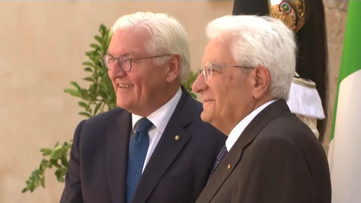 The presidents of Germany and Italy  during talks in Syracuse