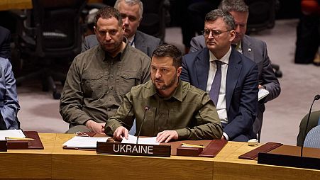 Volodymyr Zelensky al Consiglio di Sicurezza dell'Onu. (New York, 20.9.2023)