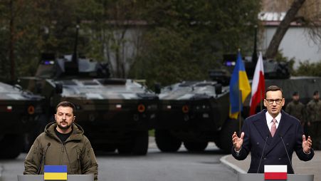 Президент Украины Зеленский и премьер-министр Польши Моравецкий на пресс-конференции
