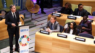 Le secrétaire d'État américain Antony Blinken s'exprime lors du sommet des Nations unies sur les objectifs de développement durable, dans le cadre de la 78e Assemblée générale des Nations unies, le 19 septembre 2023.