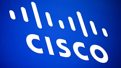 This March 2, 2023 file photo shows Cisco logo in the Mobile World Congress 2023 in Barcelona, Spain. 