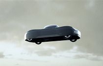 A imagem mostra uma representação concetual do protótipo do carro voador Modelo A da Alef Aeronautics.