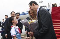 Suriye lideri Beşşar Esad, eşi Esma Esad ile birlikte Asya Oyunları'nın açılış törenlerine katılmak üzere Çin'de 