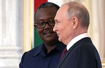 Putin with the President of Guinea Bissau, Umaro Sissoco Embalo, in St Petersburg