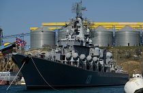 FILE: Russian cruiser Moskva in Sevastopol naval base, 2014. The Moskva was damaged by Ukrainian forces in 2022.