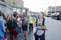 Greta Thunberg en una protesta contra el nuevo presupuesto del Gobierno sueco que prevé un incremento de las emisiones de CO2