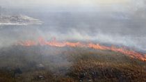 A wildfire is seen near Palermo, Sicily, Italy, between Montelepre and Villabate