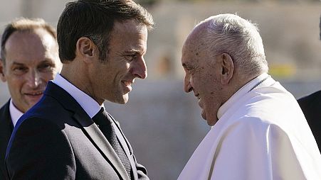 Presidente francês, Emmanuel Macron, e o Papa Francisco, em Marselha, 23 de setembro de 2023