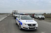 convoy of the Azerbaijani Ministry of Emergency Situations with humanitarian aid drive to Nagorno-Karabakh, which has been cut off from supplies since late last year. 
