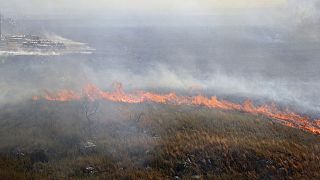 Um incêndio na Sicília, perto de Palermo, entre Montelepre e Villabate, 22 de setembro de 2023. 
